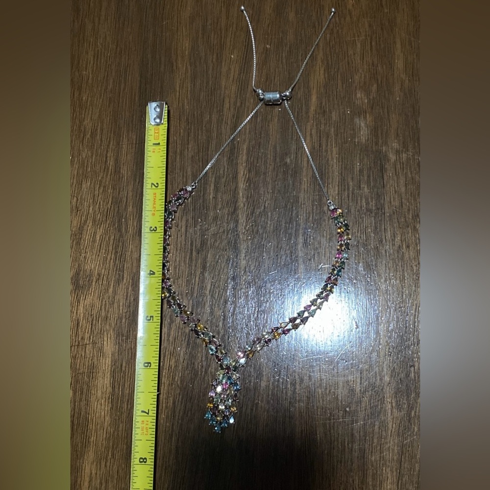 AAA Multi-Tourmaline,Necklace Platinum Over Sterling Silver, 18 Inches 19.20 CWT - Picture 14 of 16